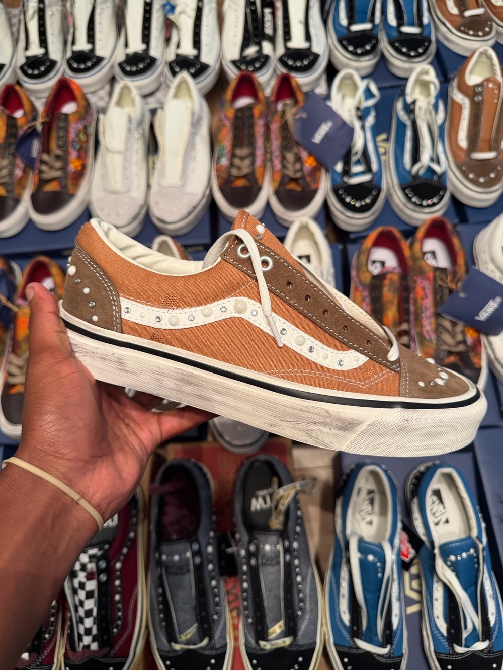 Vans Old Skool Low-Top Sneakers in Tan and Brown
